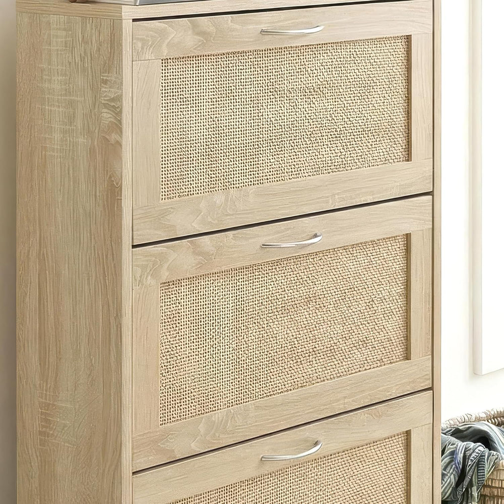 Rattan Shoe Storage Cabinet with 3 Flip Drawers