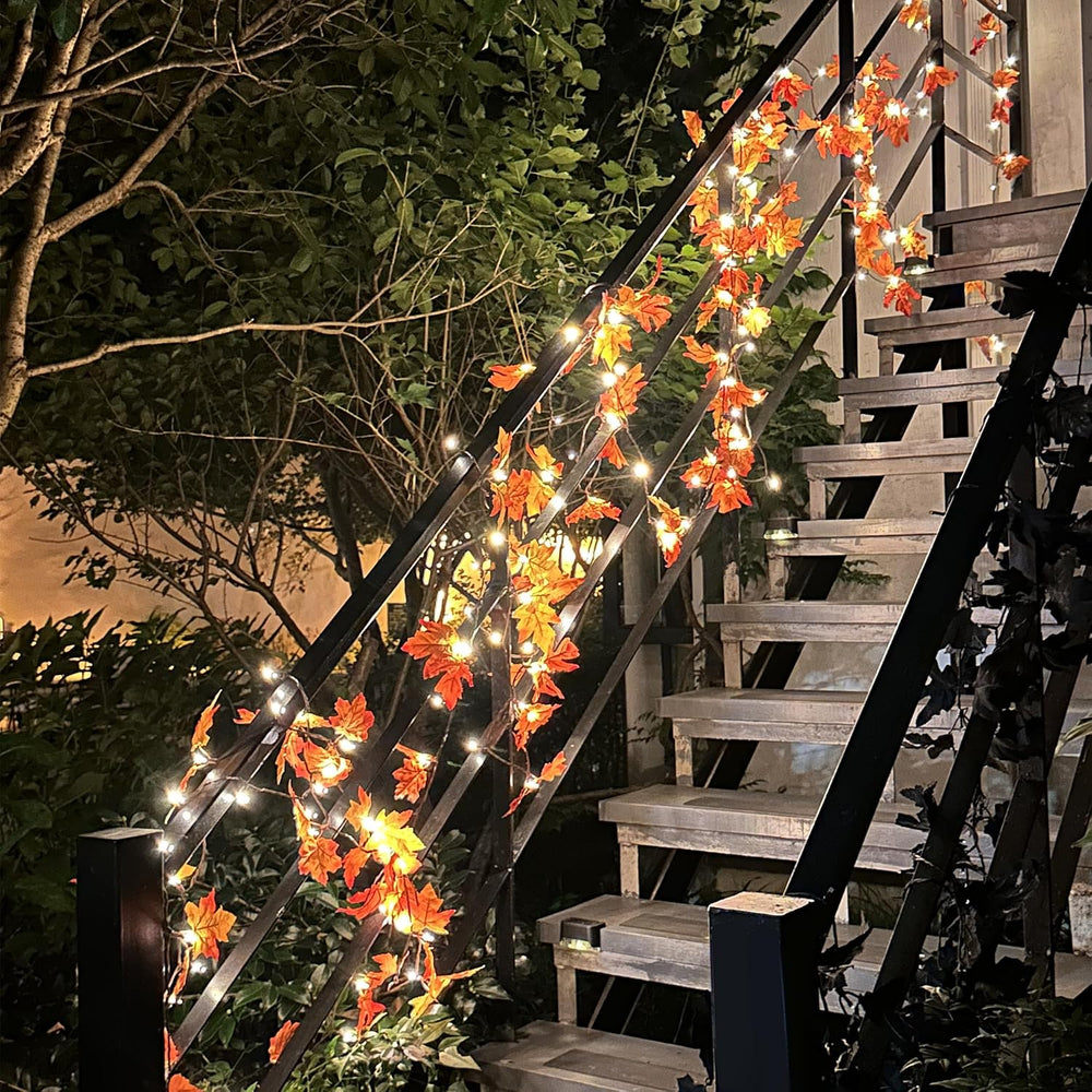 66ft Maple Leaves 200LED String Lights Fall Decor for Home Lighted Fall Garla...