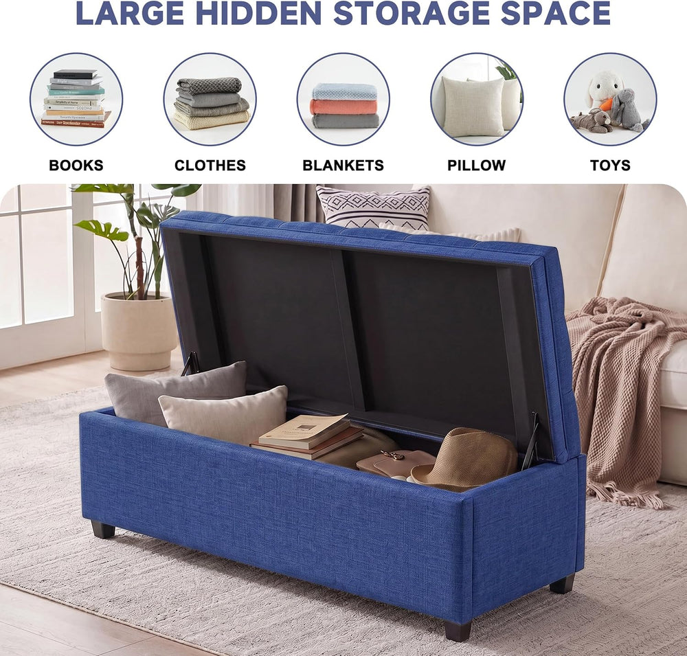 Mangodan 50 Inch Large Storage Ottoman, Tufted Ottoman with Storage