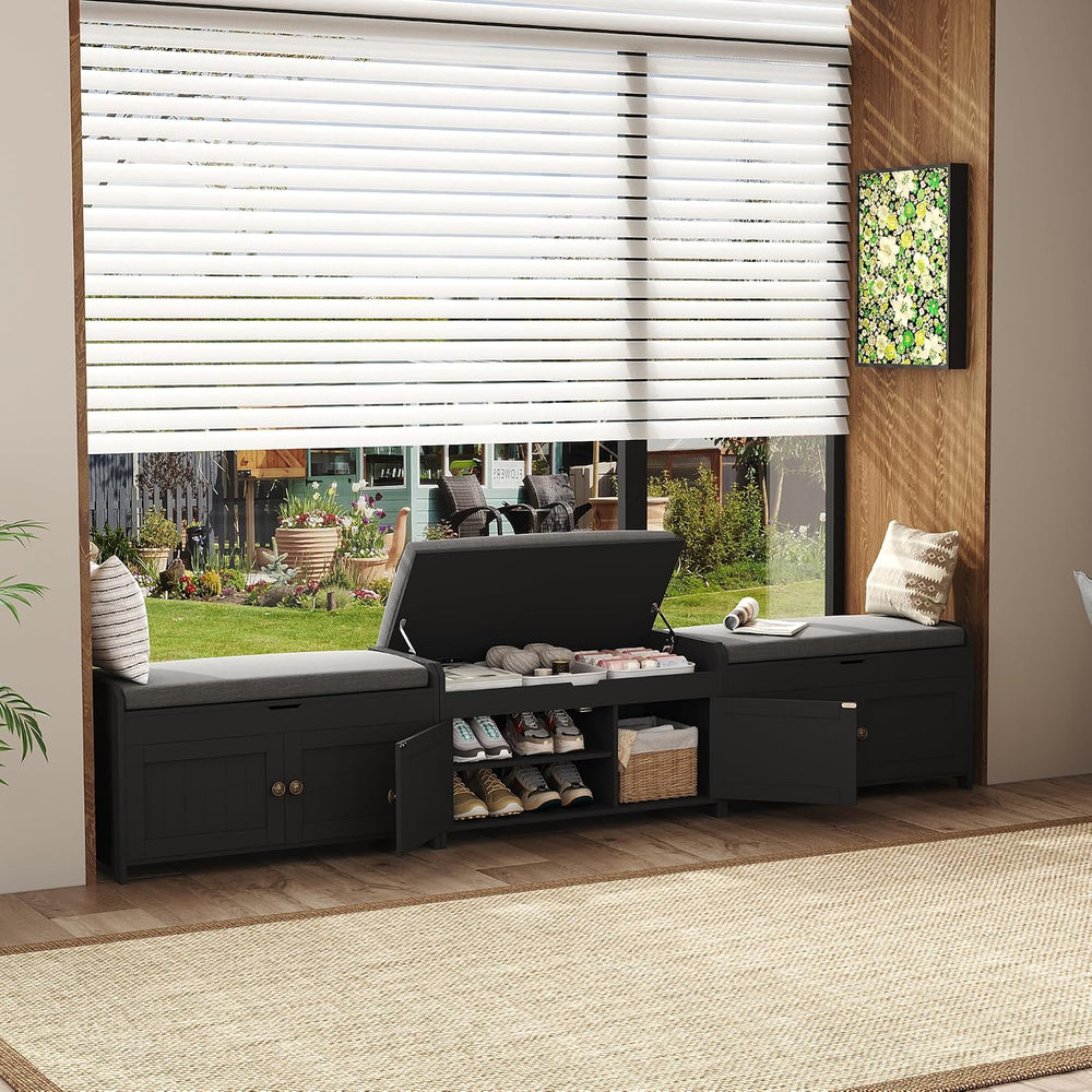 HOMEFORT 30" Shoe Bench with Lift Top Storage, Entryway Bench with Cushi...