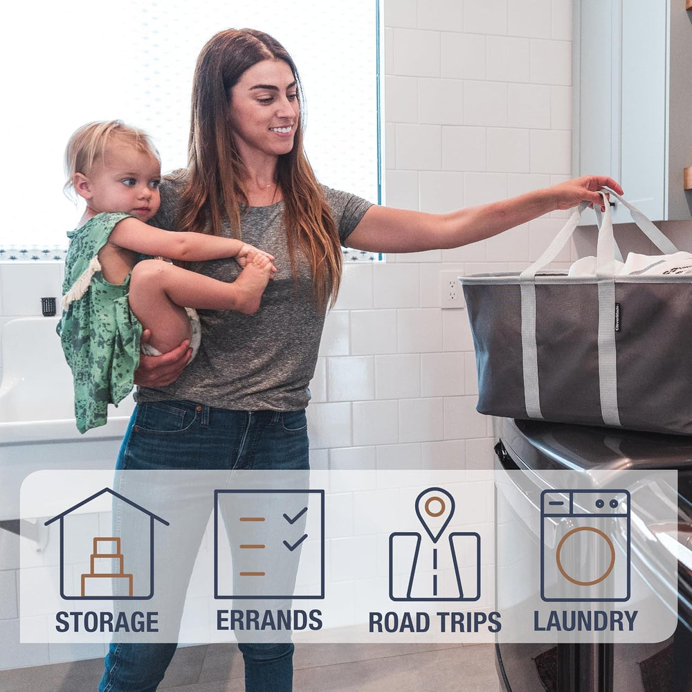 CleverMade Collapsible Fabric Laundry Baskets - Foldable Pop Up Storage Conta...