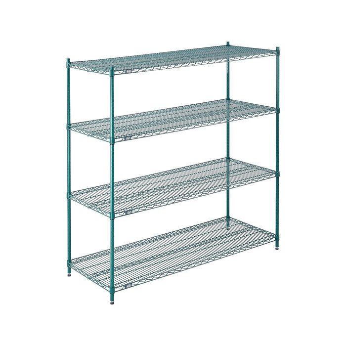 Nexel Poly-Green Antimicrobial Adjustable Wire Shelving Unit, 4 Tier, Heavy Duty Commerical Storage Organizer Wire Rack, 24" x 60" x 63", Green