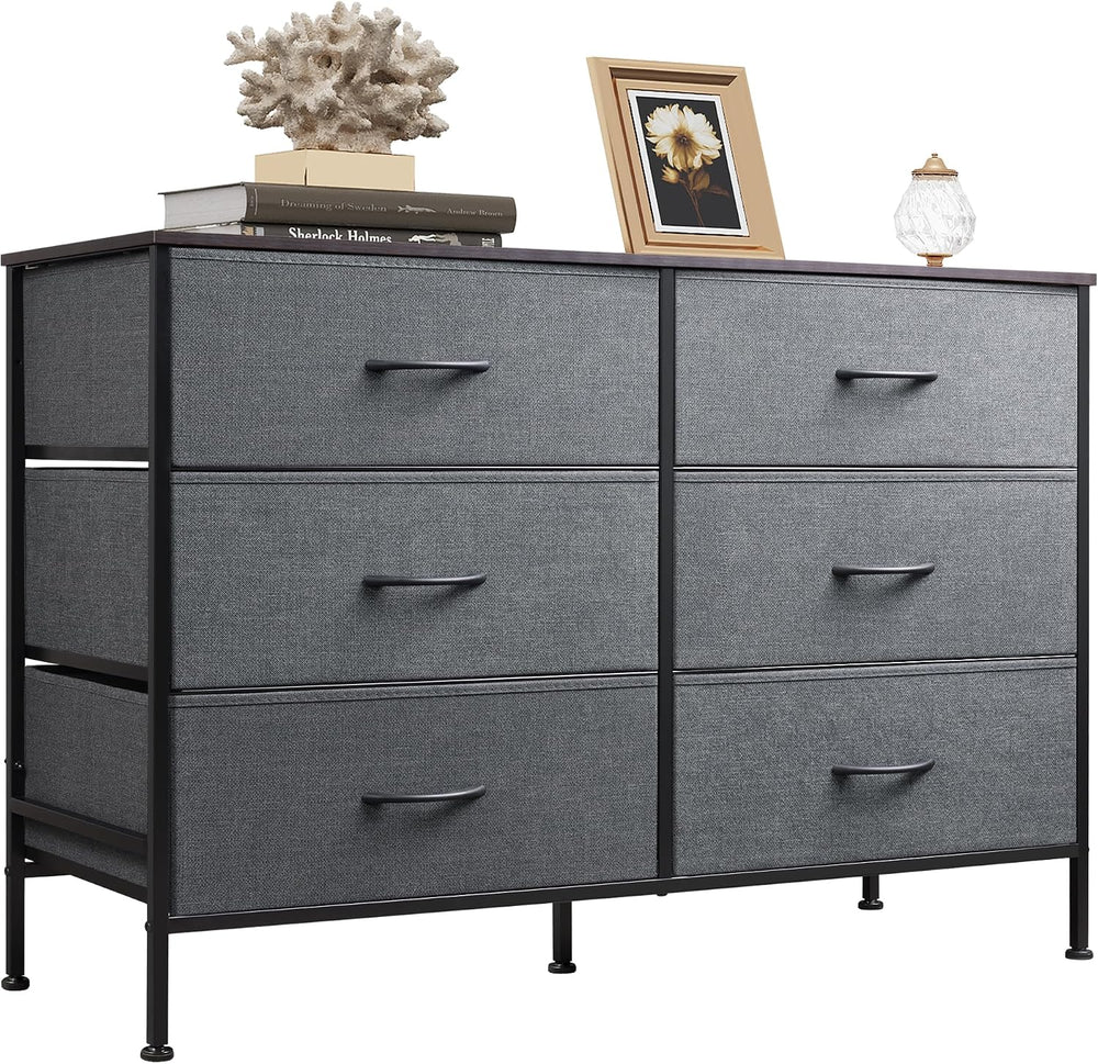 WLIVE Dresser for Bedroom with 6 Fabric Drawers, Dark Grey