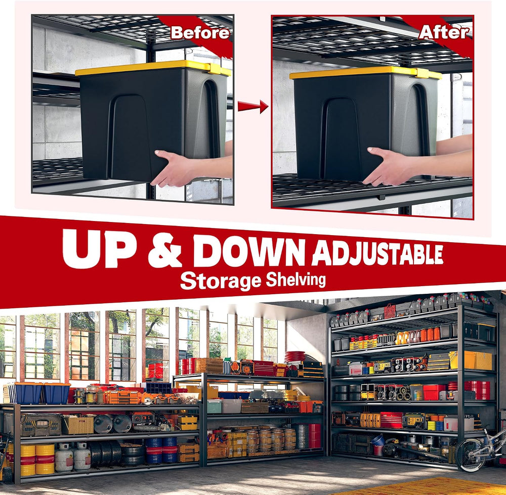 REIBII 60" W Garage Shelving, 3000LBS Storage Shelves, 6 Tier Heavy Duty...