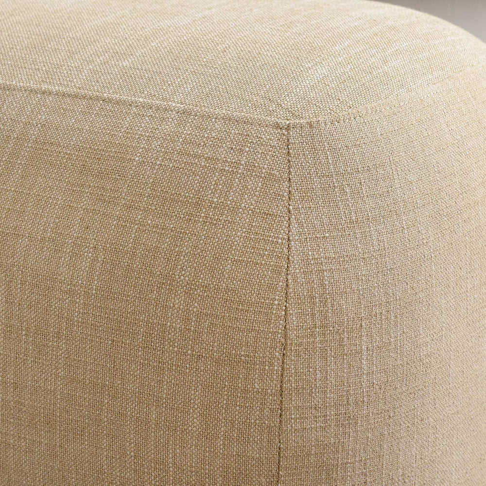 KINWELL 23" Wide Linen Blend Upholstered Ottoman Set of 2, Wheat