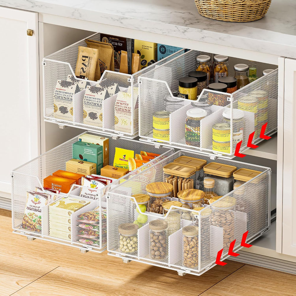 2 Pack Pull out Cabinet Organizer,Slide out Pantry Shelves Drawer Storage