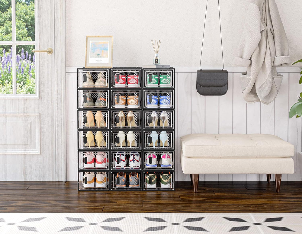 SIMPDIY Clear Shoe Storage Boxes, Stackable Shoe Organizer for Closet