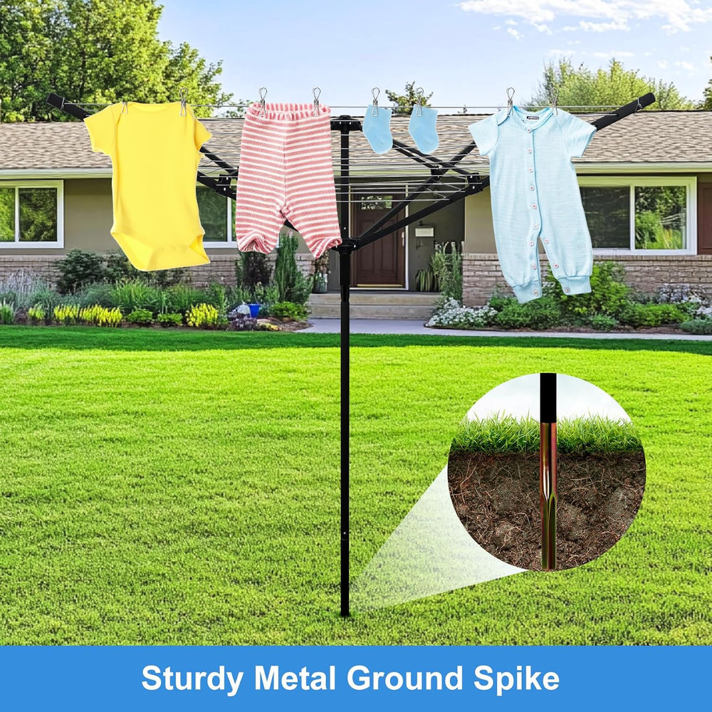 Outdoor Umbrella Drying Rack, 12 Lines 165ft Umbrella Clothesline Drying Spac...