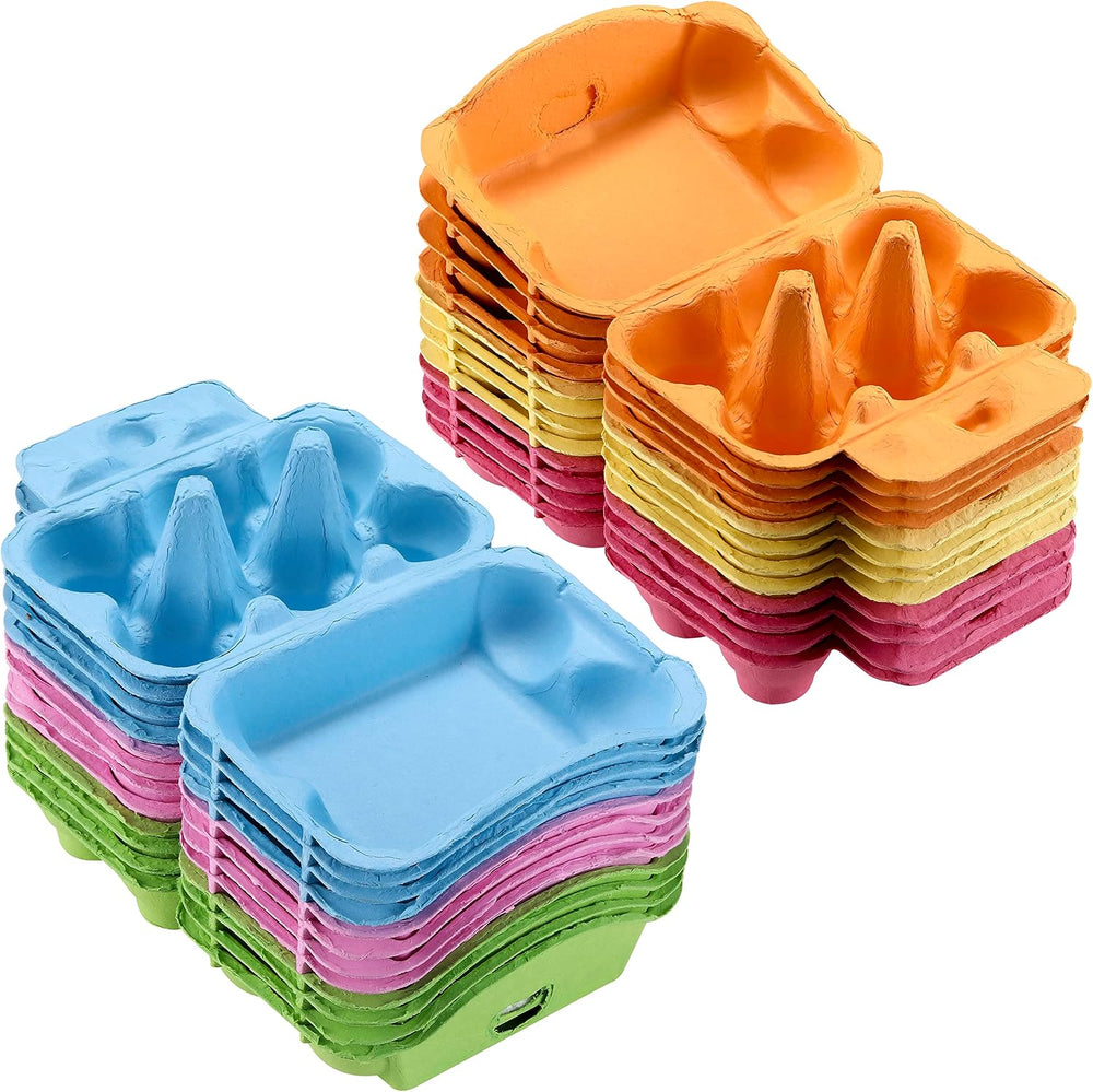 Colored Egg Cartons 60 Pack, Half Dozen Egg Cartons Colorful with Labels