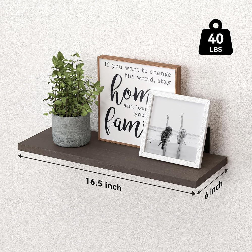 WOPITUES Floating Shelves Set of 6 for Wall Decor & Storage, Dark Brown
