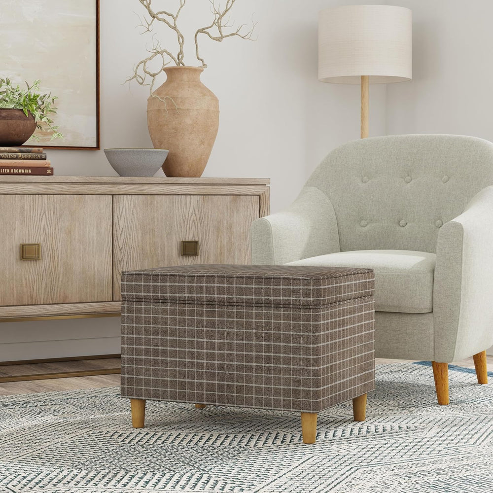Spatial Order 24" Dinah Collection Storage Ottoman - Brown Windowpane Fa...