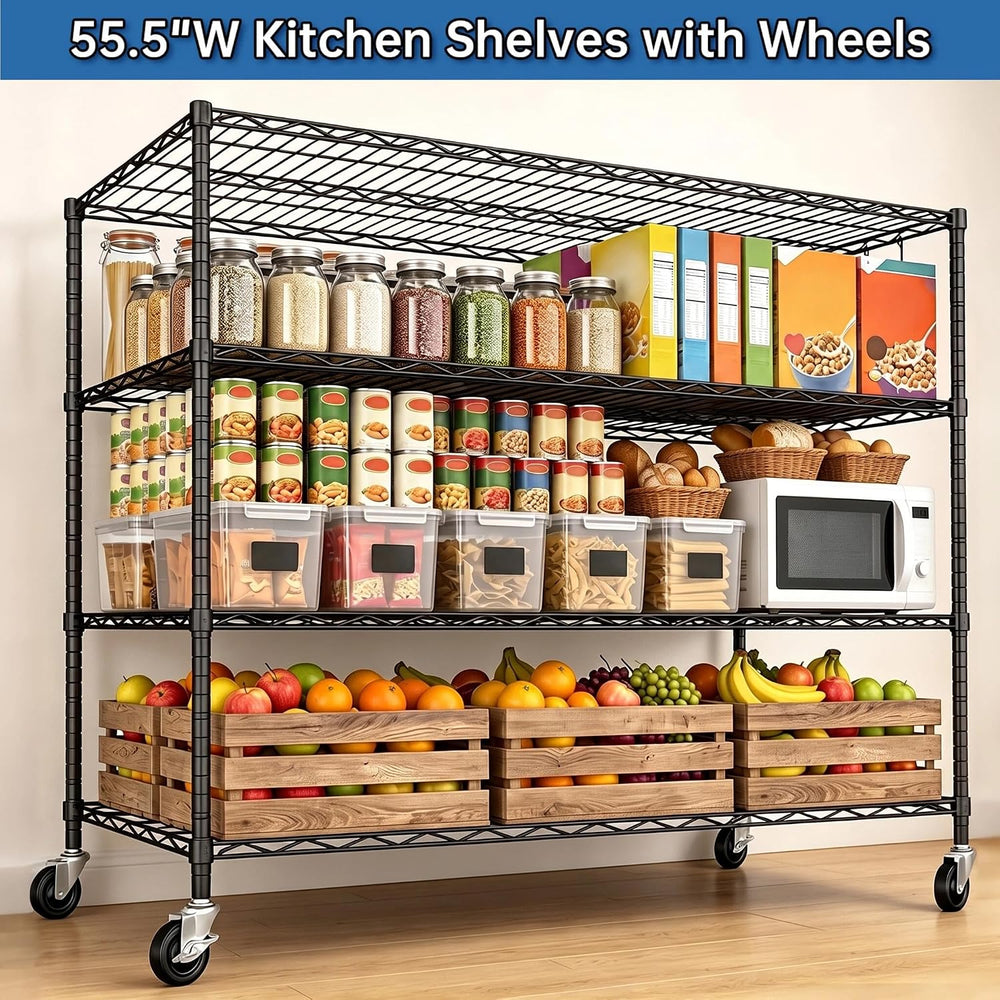 Heavy Duty Garage Shelving with Wheels: 55.5" W x 24" D x 81" ...