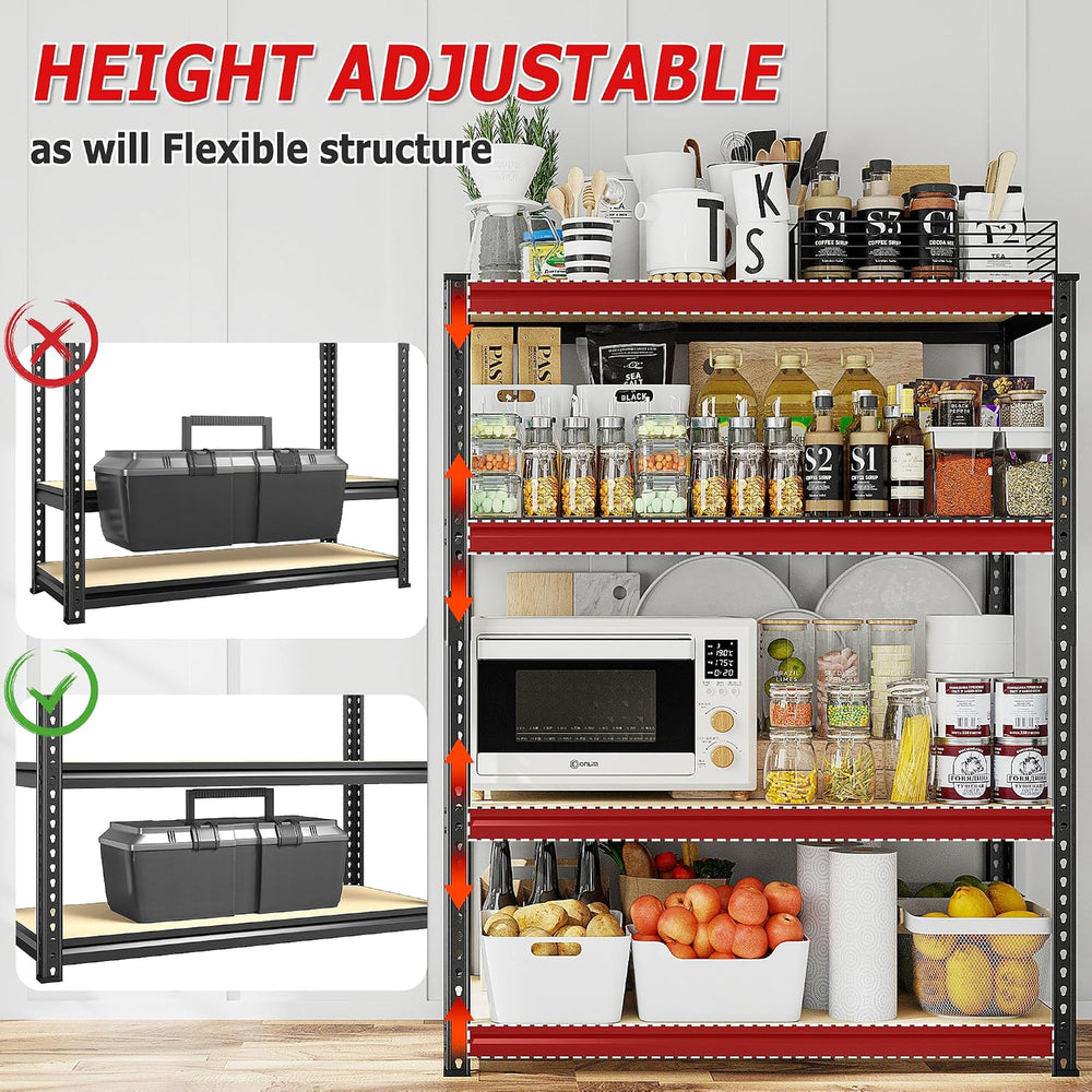 REIBII Storage Shelves Adjustable Metal Shelving 1600LBS Garage Shelves Indus...