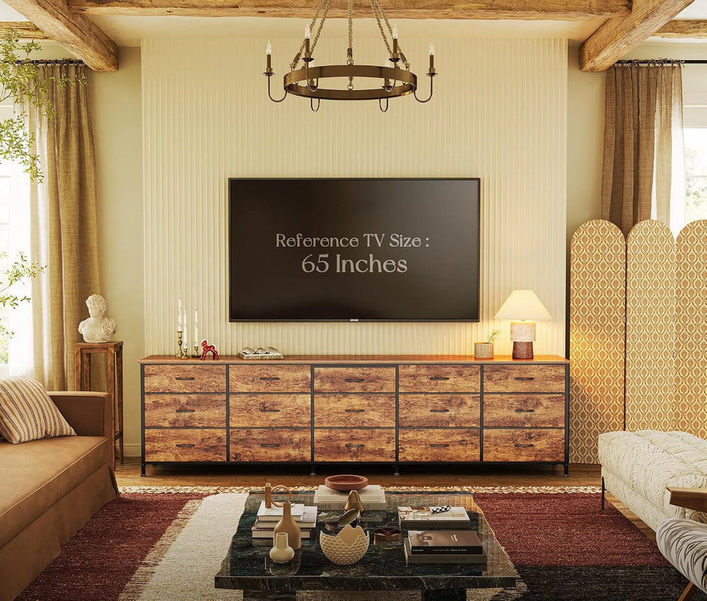 Huuger 86.6 Inch Long Dresser for Bedroom, TV Stand for 65, 75, 85 Inch TV