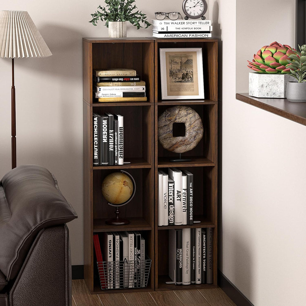 4Cube Storage Organizer, 4 Tier Cube Low Bookcase Freestanding Storage Displa...