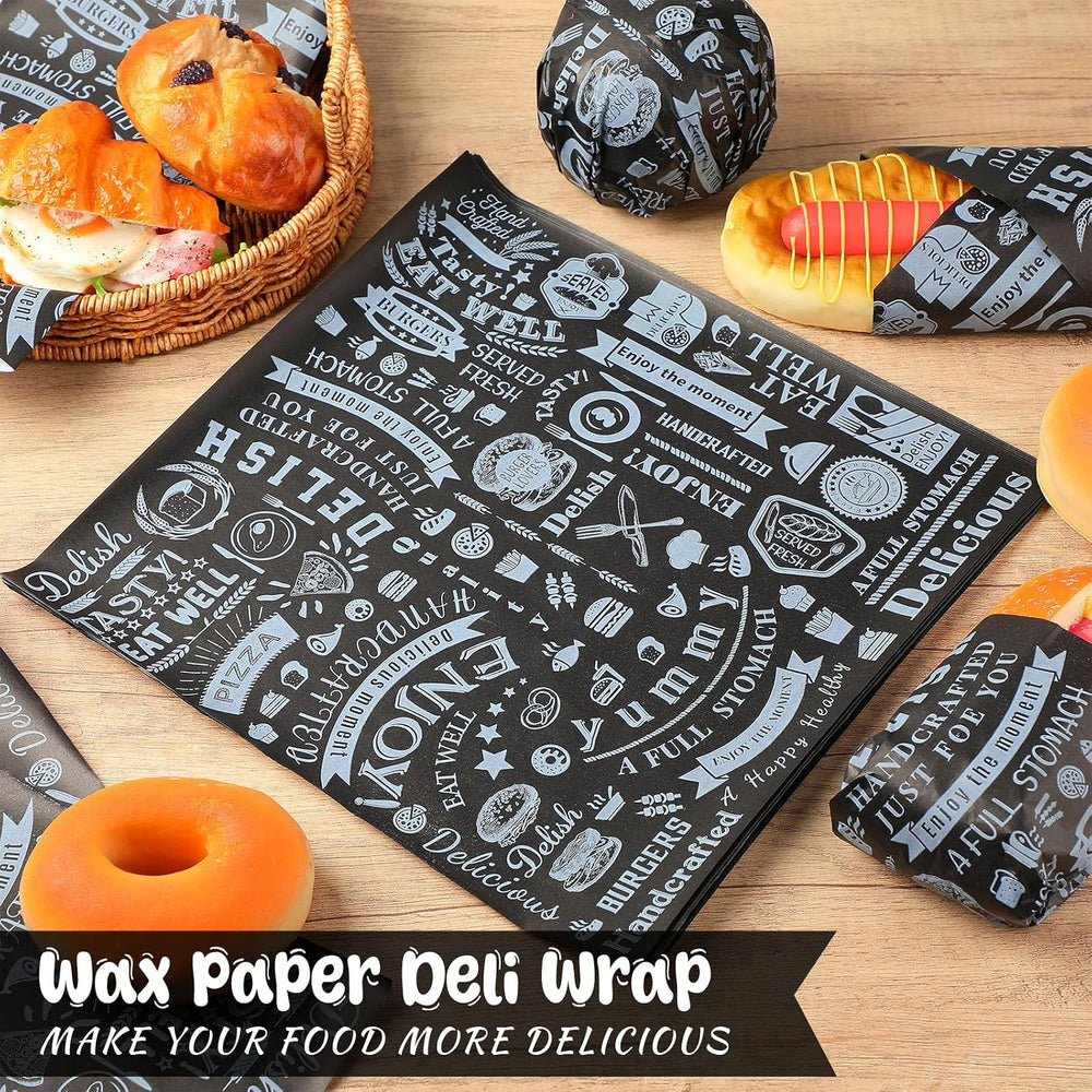 Outus 600 Pcs 12 x 12 Inch Deli Wax Paper Sheets, Black