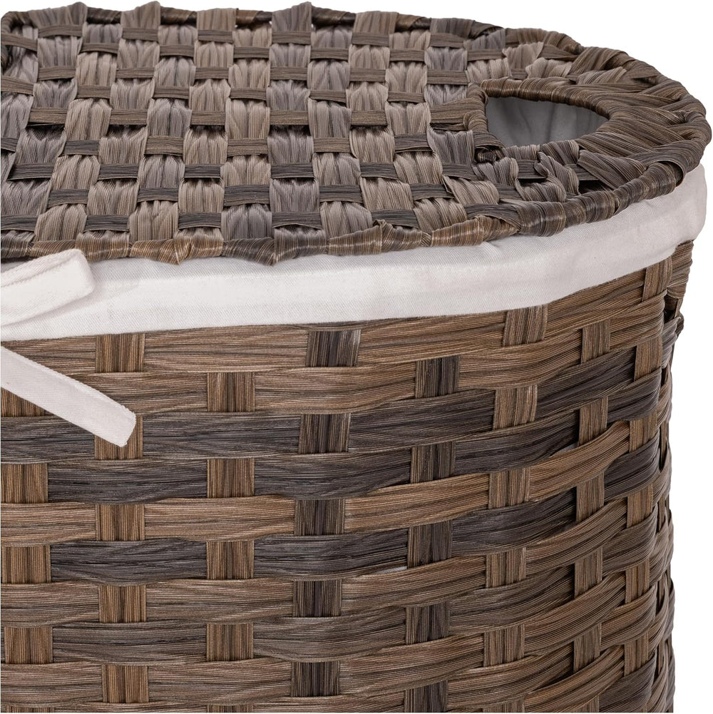 Seville Classics Premium Handwoven Portable Laundry Bin Basket with Carrying ...