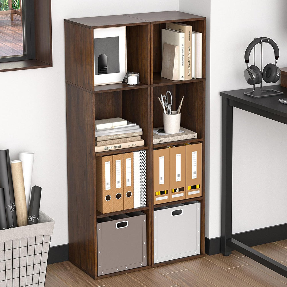 4Cube Storage Organizer, 4 Tier Cube Low Bookcase Freestanding Storage Displa...