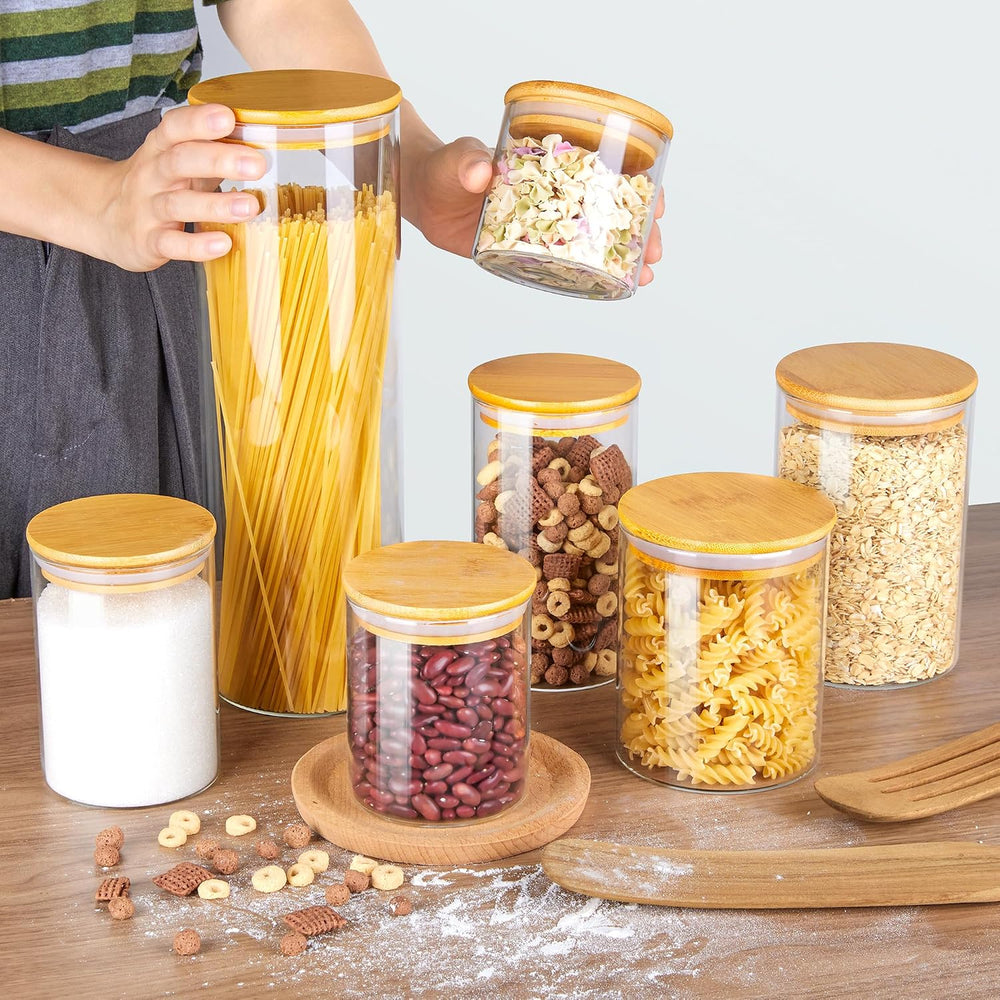 Vtopmart Glass Food Storage Jars, 7 Pack Kitchen Containers with Airtight Bam...