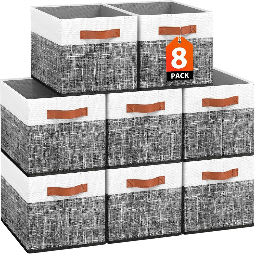 Fab totes Collapsible Storage Baskets for Shelves,14"x10", 8 Pack F...