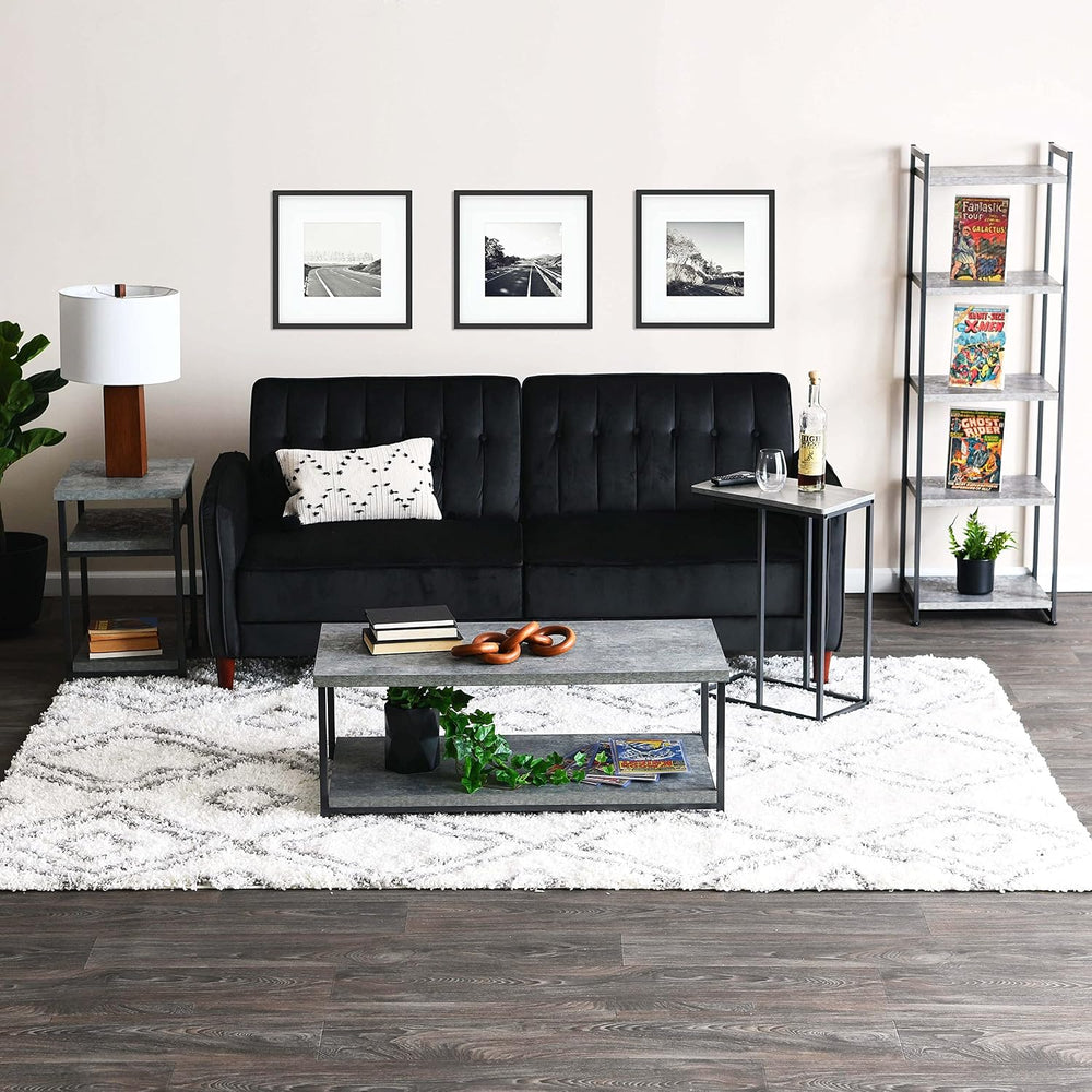 Household Essentials Slate Concrete & Iron Five-Shelf Tower Bookcase