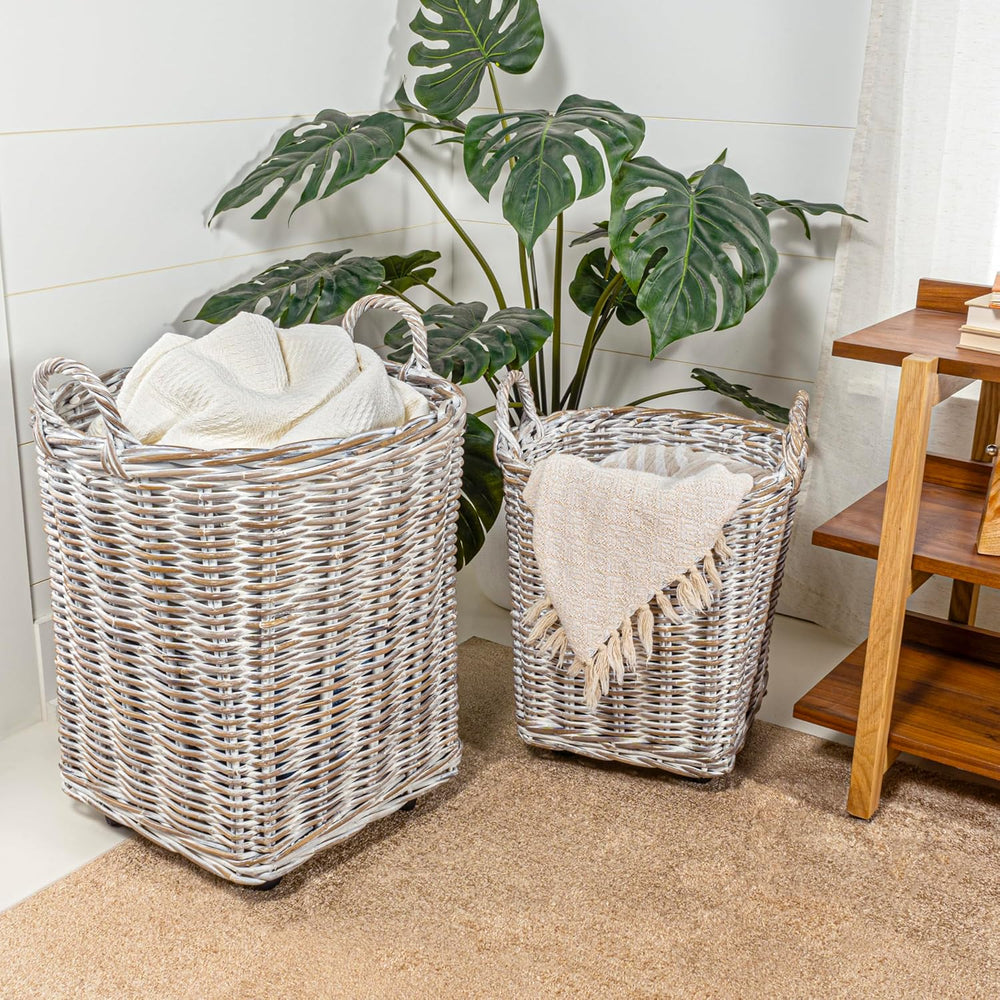 happimess Arbour Nesting Storage Baskets, White Wash/Kubu Gray, Set of 2