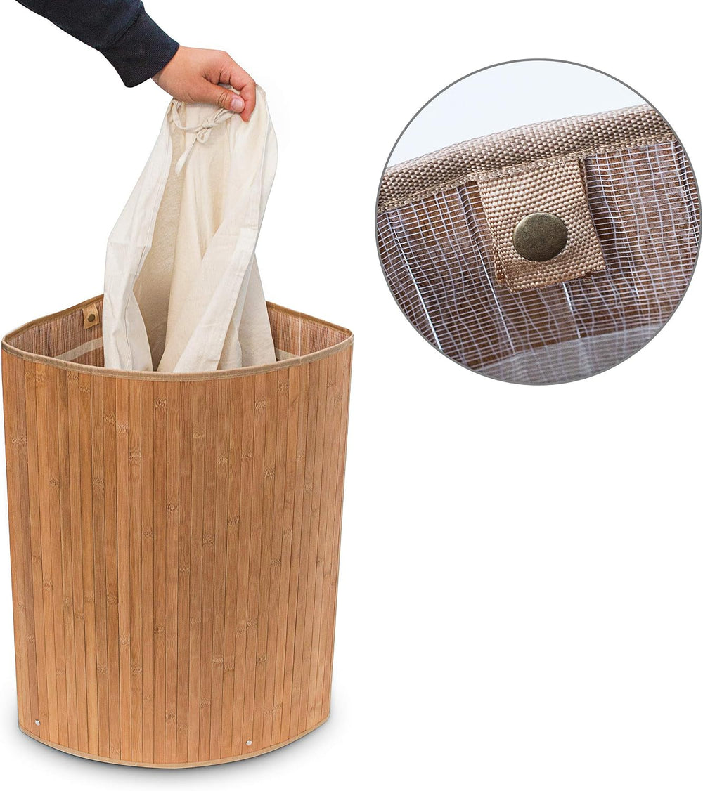 Relaxdays Folding Round Laundry Basket Bin Hamper, 65 x 41 cm, 64 L, Made of ...