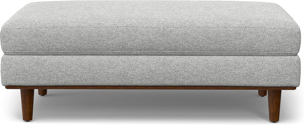 SIMPLIHOME Morrison 49" Wide Woven-Blend Fabric Rectangle Ottoman in Grey