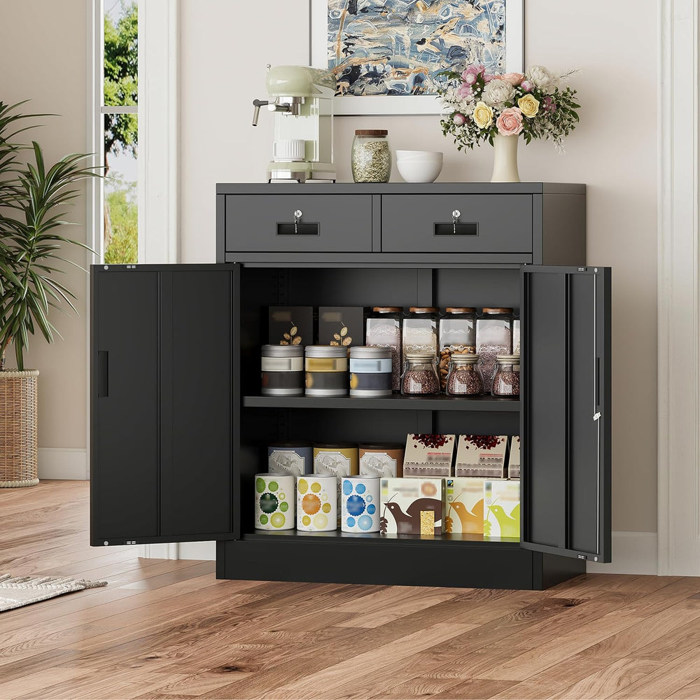BESFUR Metal Storage Cabinet, Garage Storage Cabinet with 2 Drawers and Adjus...