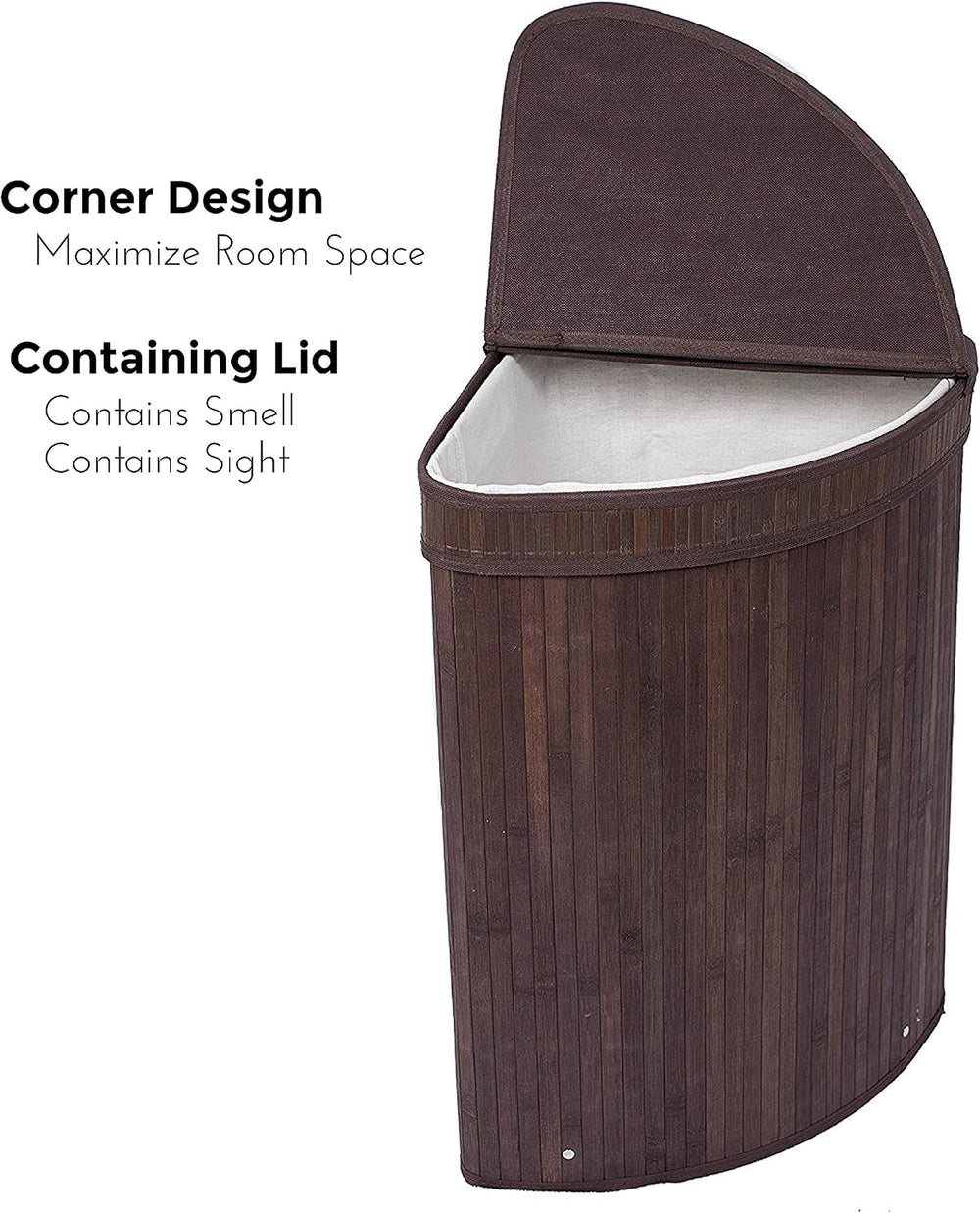 BirdRock Home Corner Laundry Hamper with Lid and Cloth Liner | Bamboo | Espre...