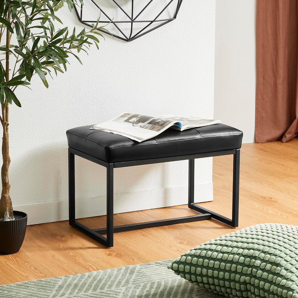 Glitzhome Ottoman Bench, Modern PU Leather Vanity Stools Chairs with Metal Fr...