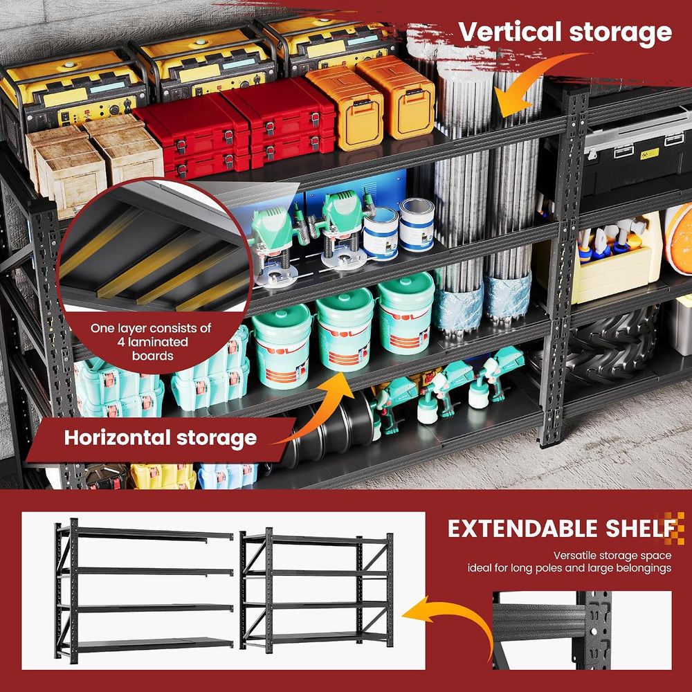 79" Wide Metal Garage Shelves, 7000LBS Storage Shelving Heavy Duty, Stan...