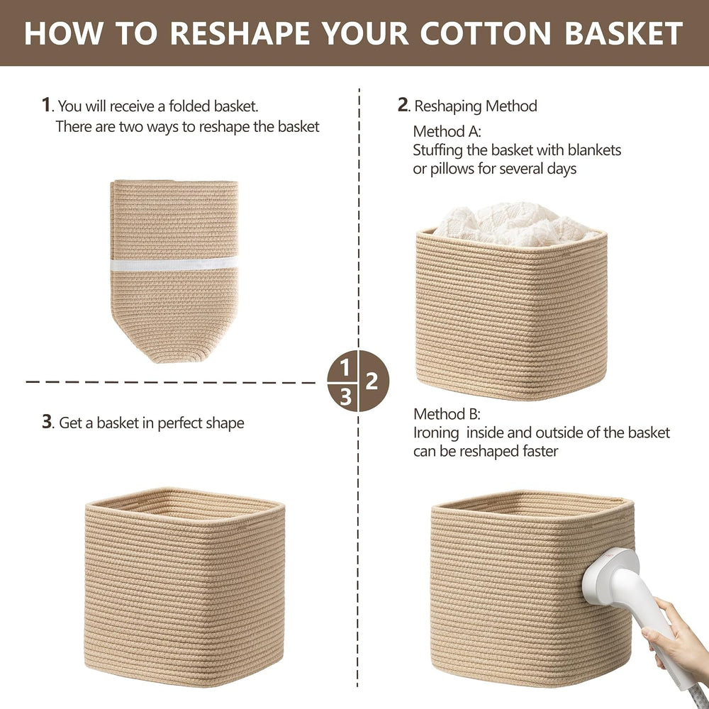joybest 11inch Cube Storage Bins, Cotton Rope Woven Organizer Basket