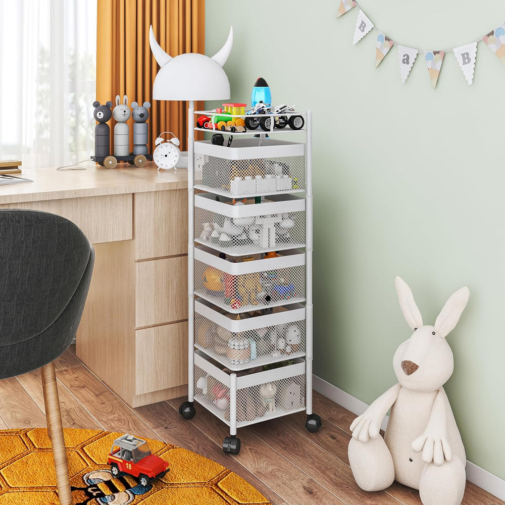 Fruit Basket for Kitchen No Assembly,Rotating Kitchen Storage Rack,Bathroom S...