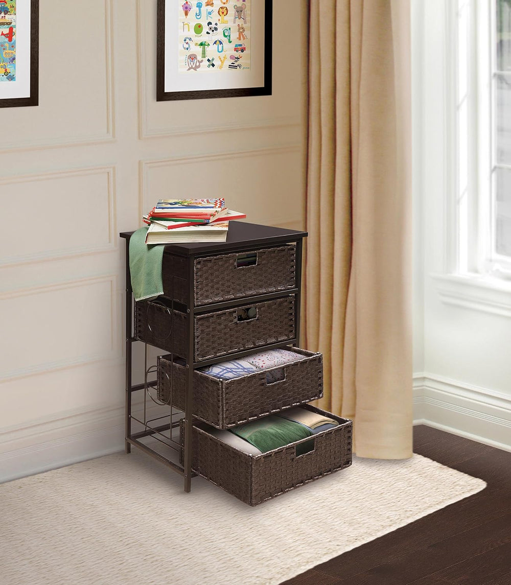Badger Basket August Collection Tall 4-Basket Storage Unit, Espresso, Functio...