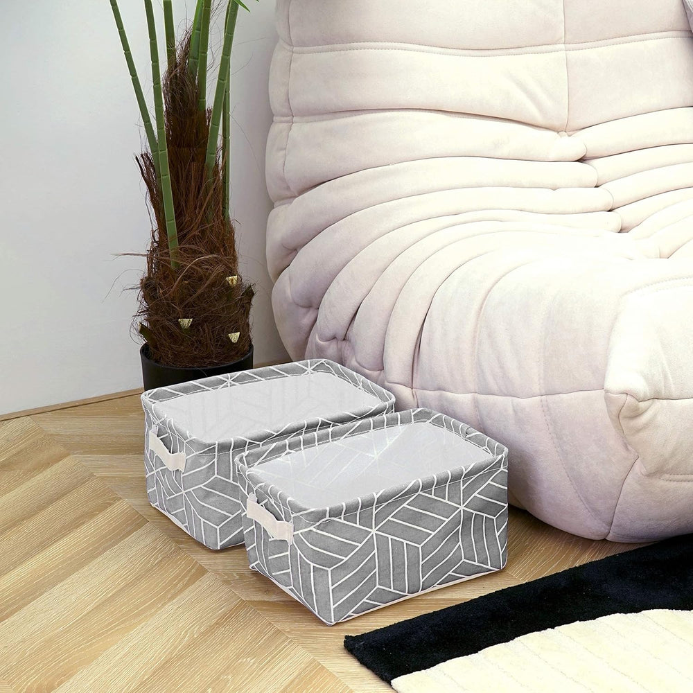 CROWNED 6 Pcs Storage Basket Foldable Cube Fabric Bins Square Mini Box Receiv...
