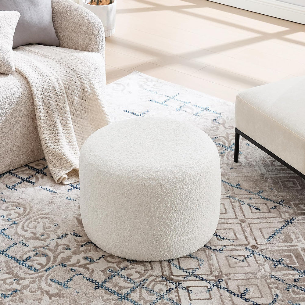 Flouki Pouf Ottoman Footrest, Foot Stools, Modern Round Upholstered Ottomans,...