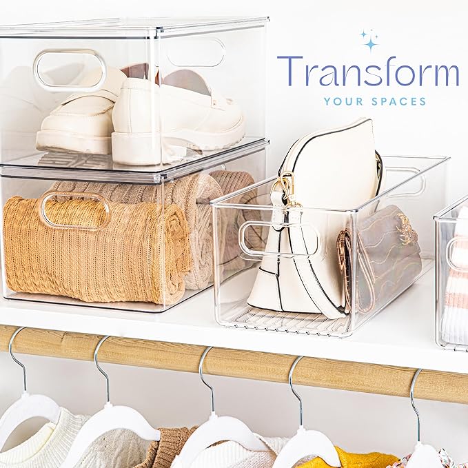 Plastic Food Storage 6 Pack Clear Container Bin