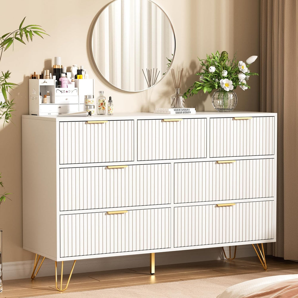 Furniway Dresser for Bedroom, Modern Fluted 47.2" Wide Chest of Drawers ...