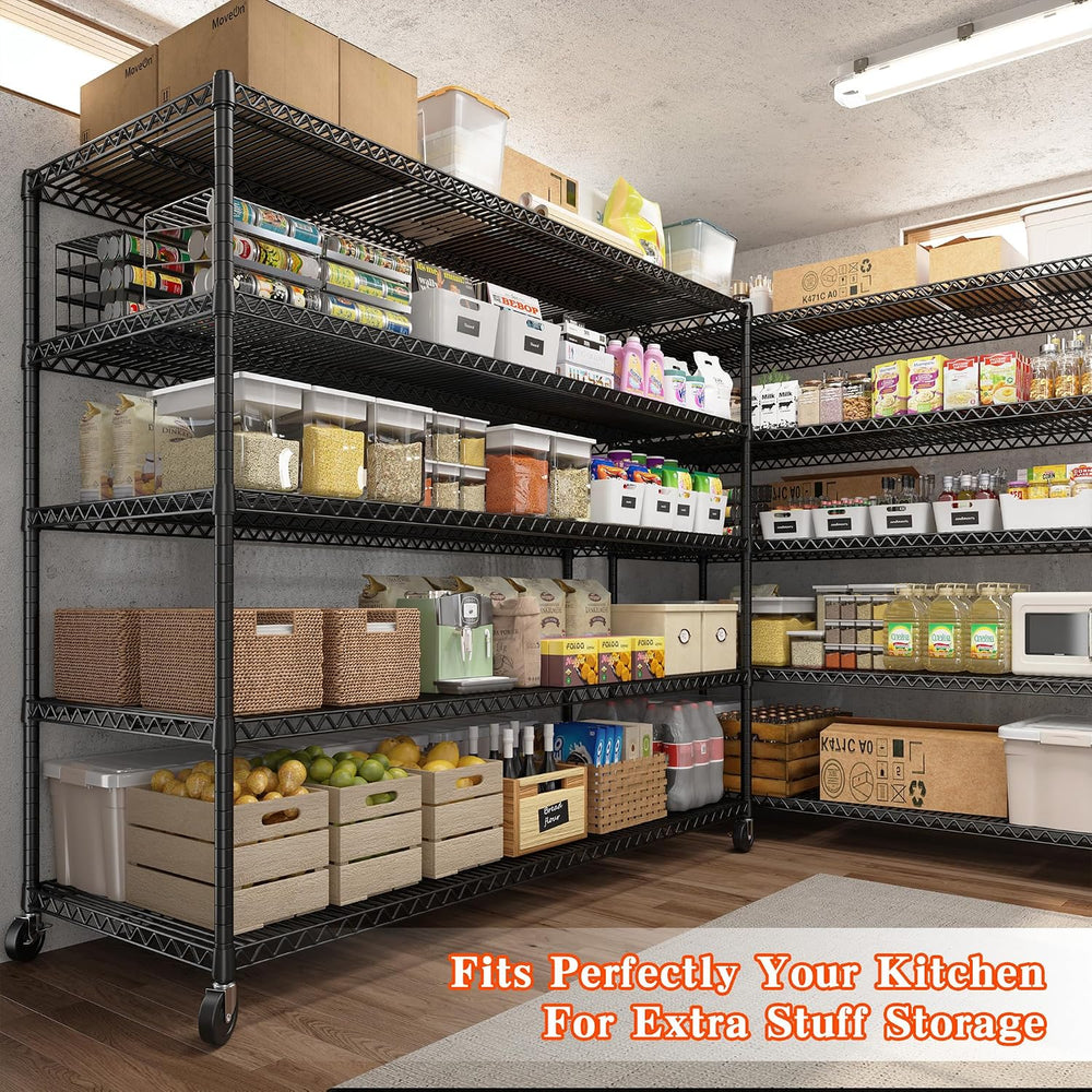 REIBII Storage Shelves 3200 LBS Capacity Wire Shelving with Wheels Heavy Duty...