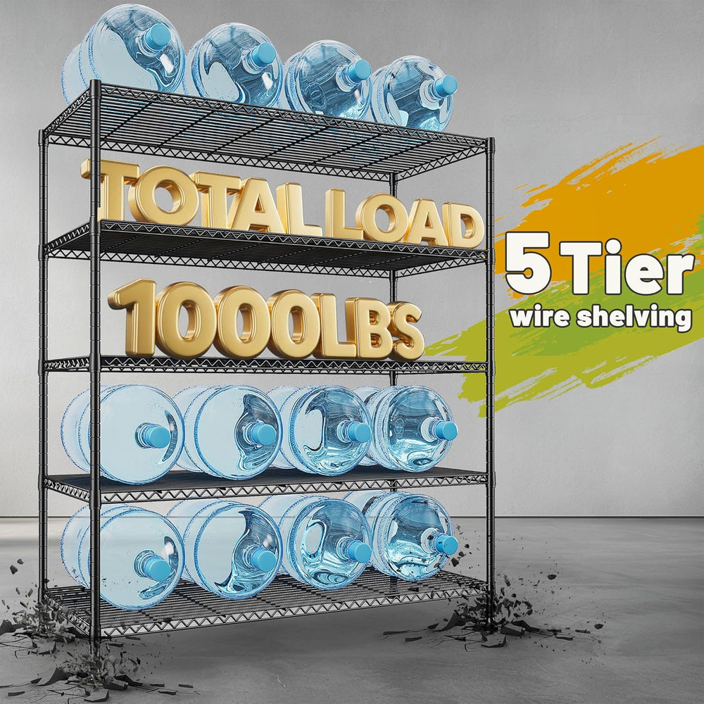 REIBII Heavy Duty 5-Tier Storage Shelves, 45.5''W for Kitchen Garage ...