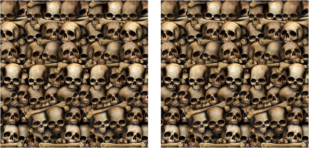 Beistle Catacombs Backdrop Wall Decorations – 2 Realistic Skull and Bone Prin...