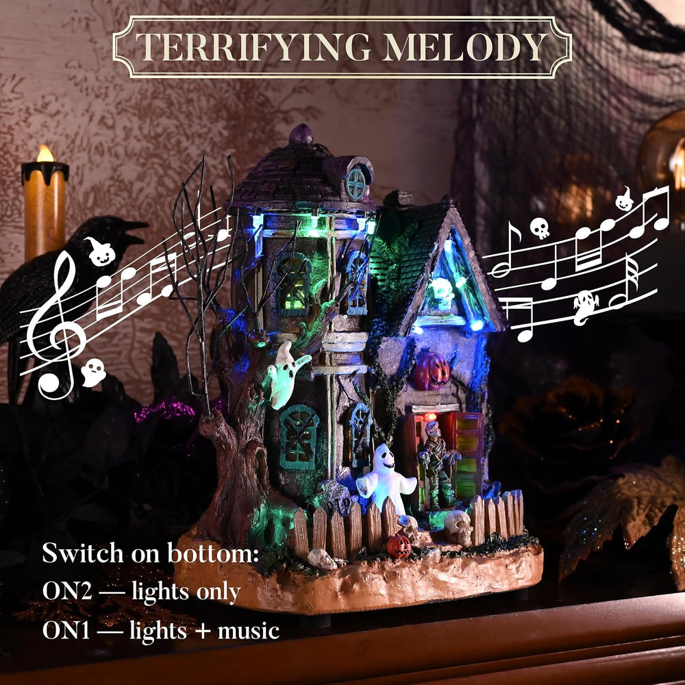 Valery Madelyn Halloween Decorations, Lighted Halloween Village Houses with M...