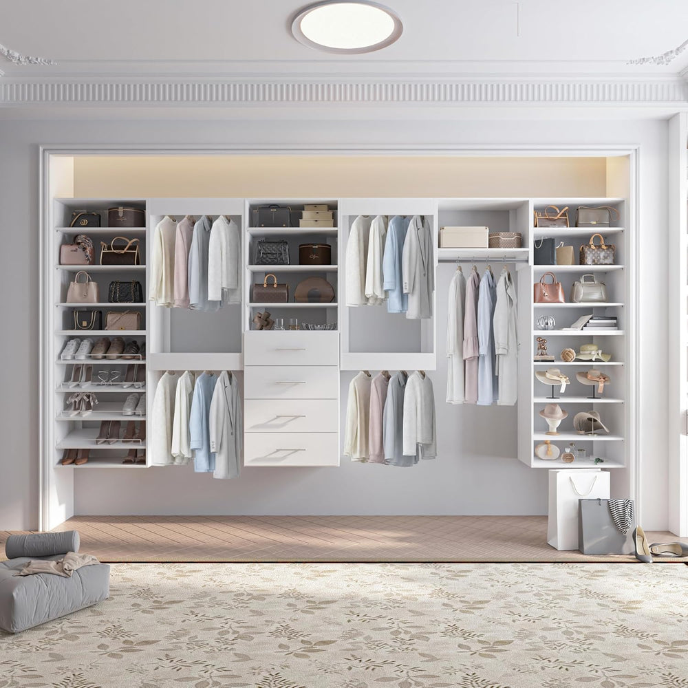 25.5" Wide Tall Hanging Modular Closet System, Wall-Mounted Closet Organ...