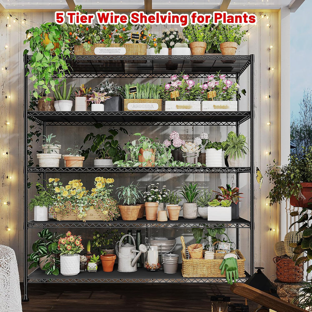 REIBII Heavy Duty 5-Tier Storage Shelves, 45.5''W for Kitchen Garage ...