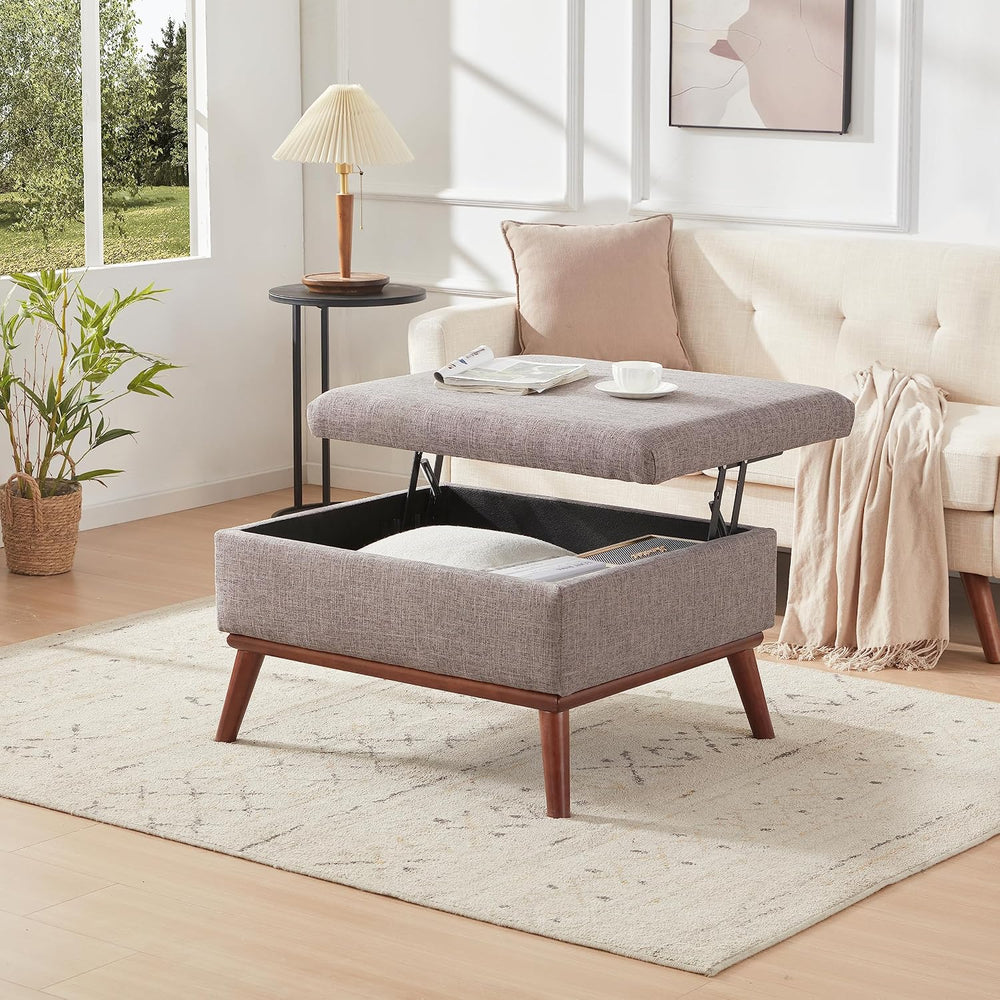 Tbfit Large Storage Ottoman, 28.3" Mid Century Modern Rectangle Coffee T...