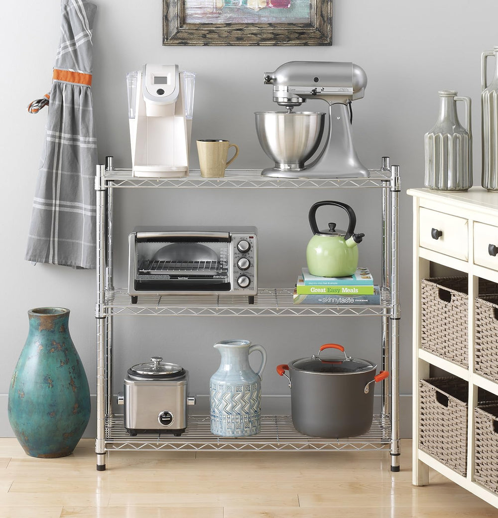 Whitmor 3 Tier Shelving Unit, Metal Storage Shelves, 400 lbs Capacity per She...