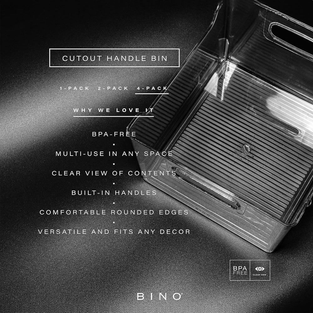 BINO | Plastic Storage Bins - 4 Pack | THE LODGE COLLECTION | Clear Storage |...