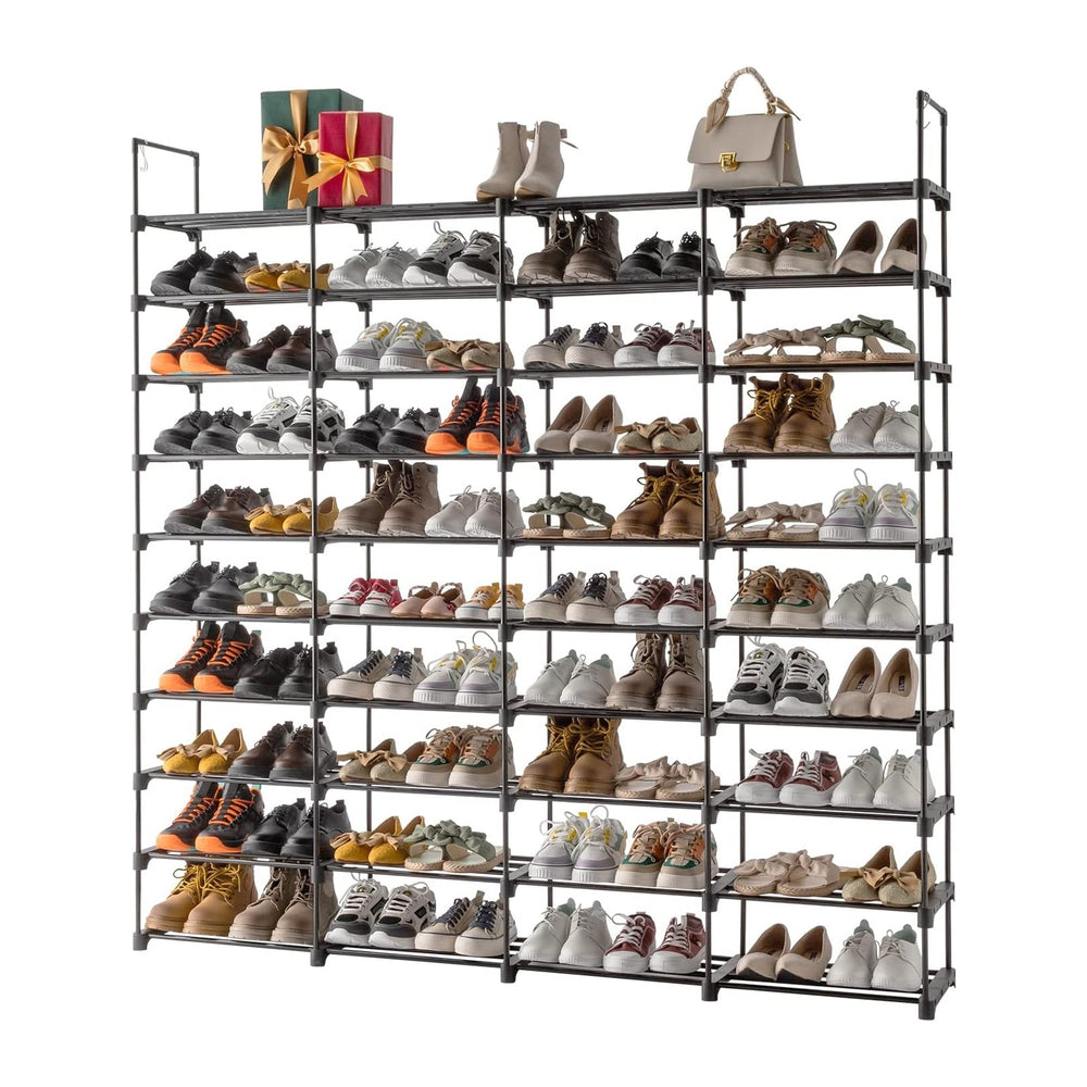 10 Tier Free Standing Shoe Rack, 80 Pairs Tall Vertical Shoe Shelf, Stackable...
