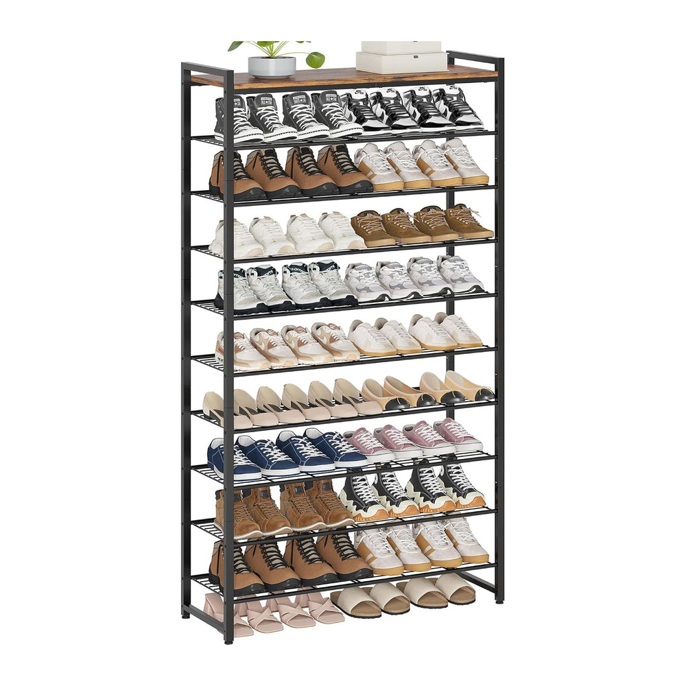 10 Tier Shoe Rack Organizer for 40-50 Pairs, Tall Metal Shoe Storage Shelf wi...